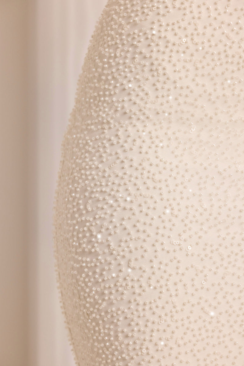 Embellished Cut Out Maxi Dress in White