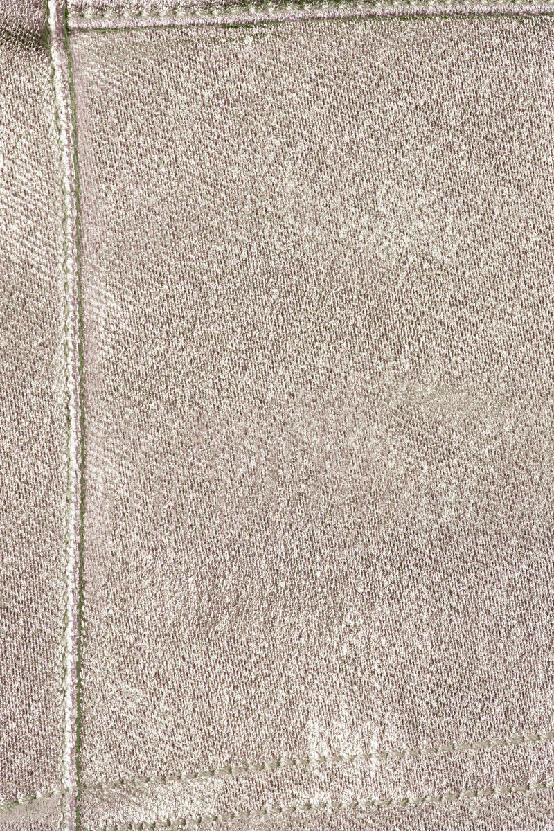 Metallic Denim Mid-Rise Cargo Mini Skirt in Champagne