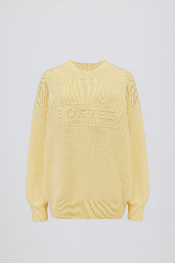 Ribbed-Knit Oversized Jumper in Lemon