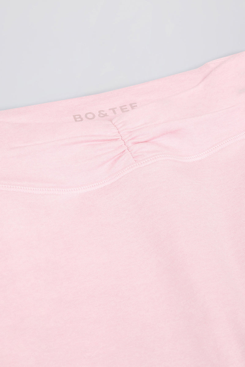 Ruched Mid-Rise Leggings in Pale Pink Marl