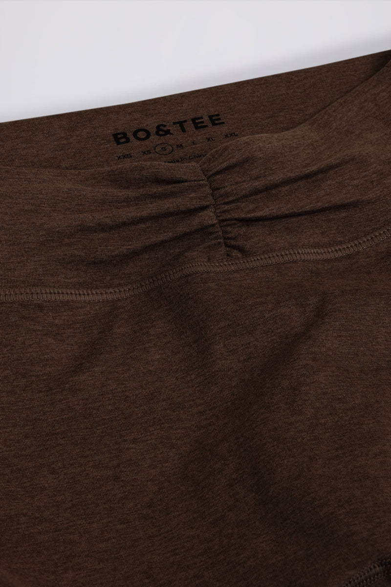 Ruched Mid-Rise Leggings in Pecan Marl