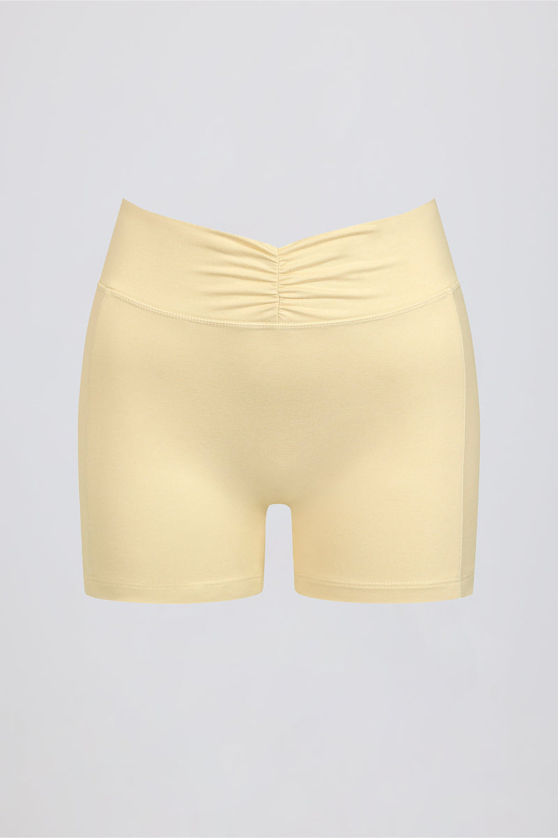 Ruched Mini Shorts in Lemon Marl
