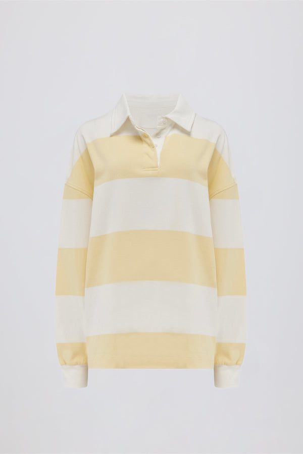 Striped Oversized Long-Sleeve T-Shirt in Lemon