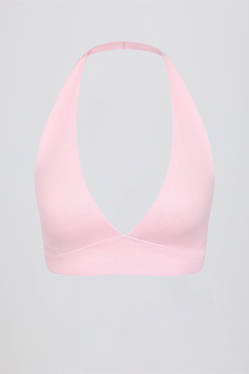 V-Neck Sports Bra in Pale Pink Marl
