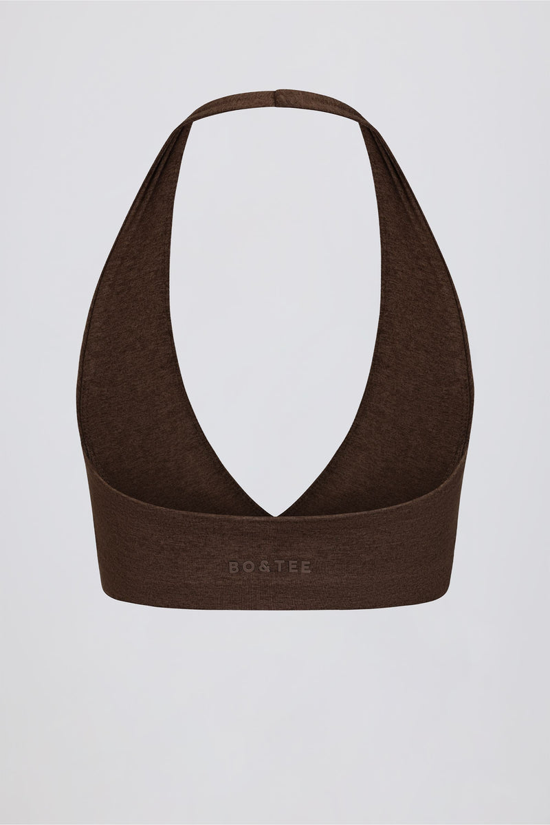 V-Neck Sports Bra in Pecan Marl
