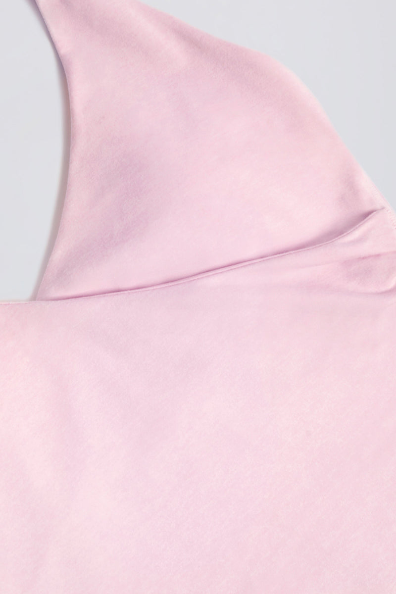 Wrap Halterneck Tank Top in Pale Pink Marl